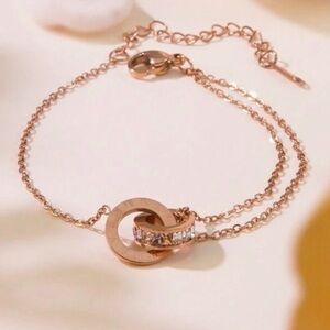 New Stainless Steel Double Hoop Bracelet Inlaid With Zirconia